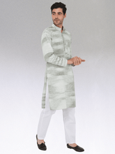 Khadi Kurta Traditional Off-White Blended with Green Colour